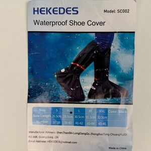 HEKEDES Size M Shoe Covers Black Waterproof Motorcycle Rain Boot Overshoes NWT